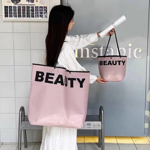 Bolsas de tela no tejida de varios tamaños, reutilizables, con estampado de letras, impermeables, para compras, para mujer, para uso en exteriores - Product Image 1
