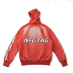 Sudadera con Capucha Extra Grande para Hombre, de Algodón, con Etiqueta NFC, Estampado de Llamas, Estilo Hip Hop, para Invierno - Product Image 2