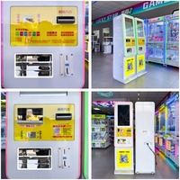 Distributeur automatique de jetons et de monnaie à service libre avec logo personnalisé pour parcs d'attractions (version anglaise)