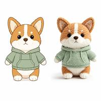 Peluche animale personnalisée haut de gamme en gros, Corgi unique, porte-clés en peluche de luxe fait main, jouet en peluche tricoté sur mesure