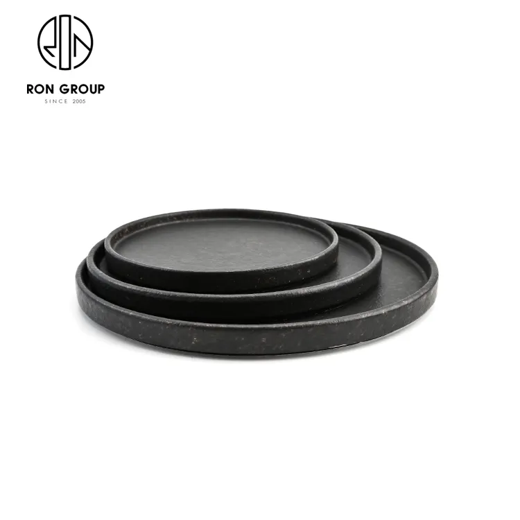 Ресторан поставщики высокого качества черного цвета с круглым носком ужин тарелки фарфоровые столовые сервизы матовый керамические тарелки