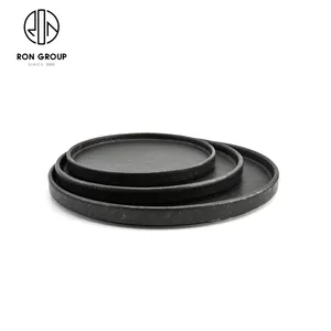 restaurant suppliers high quality round black dinner dishes porcelain dinnerware sets matte ceramic plates