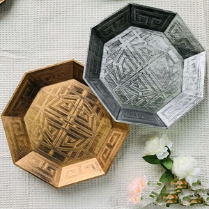 Double placage multicolore <span class=keywords><strong>Plat</strong></span> octogonal unique vieilli Plateau de fruits imprimé en relief Assiette de présentation décorative pour mariage - Product Image 3