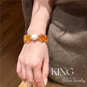 กำไลข้อมือดอกไม้สีอำพัน แฟชั่นสำหรับผู้หญิง กำไลเสน่ห์ ของขวัญเครื่องประดับ ฤดูใบไม้ร่วง 2025 ผลิตที่หางโจว - Product Image 5