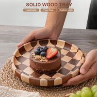 KitchenBliss OME/ODM Lieferant Frühstücks-Servierteller Teetablett Haushalts-Kuchenablage Verdicktes Akazienholz-Tablett