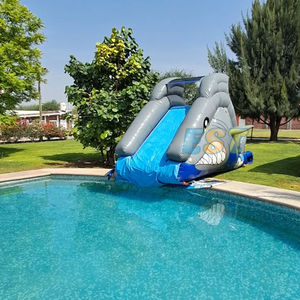 외부 상어 미니 풍선 수영장 슬라이드 풍선 부동 물 슬라이드 수영장을위한 풍선 물 슬라이드 재미있는 게임 - Product Image 2