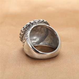 European American Style Titanium Steel Two Tone Round <b>Ring</b> Men's Punk Geometric Pattern Jewelry Gift 290101 - Product Image 3