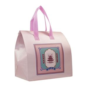 Sacs isothermes réutilisables écologiques pour le déjeuner, les boissons, auto-adhésifs, non tissés, roses - Product Image 4