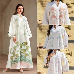 AB475 Abaya de luxe du Moyen-Orient, Dubaï, robe musulmane pour femmes, jacquard, estampage à chaud, strass, jalabiya pour vêtements islamiques - Product Image 2