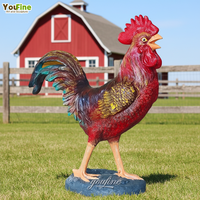 Statue de coq en bronze réaliste, art de jardin de style campagnard, grande sculpture de poulet/coq pour la décoration de la cour, du jardin et du patio