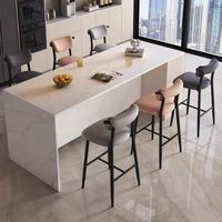 Chaise de bar en cuir moderne Tabouret haut avec dossier pour îlot de cuisine Café Salon-Mobilier commercial confortable