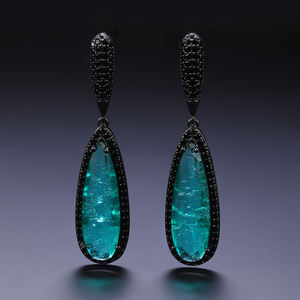 Pendiente de tuerca de flor de circonita cúbica de moda Pendientes de gota de latón de moda para mujeres para aniversarios nupciales Proms - Product Image 3