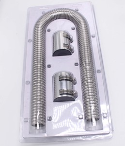 Kit de tuyaux de <span class=keywords><strong>radiateur</strong></span> universels flexibles en acier inoxydable chromé de 36 pouces avec bouchons CH0289-2 VA2258 - Product Image 2