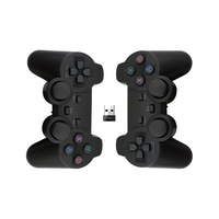 Kontroler Nirkabel 2.4g Hitam untuk PC Komputer, Bentuk PS2, Dapat Digunakan Secara Ganda