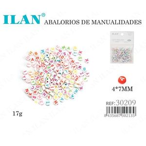 Perles de lettres Ilan 4x7mm, base blanche, lettres colorées, perles pour loisirs créatifs, 17g - Product Image 3