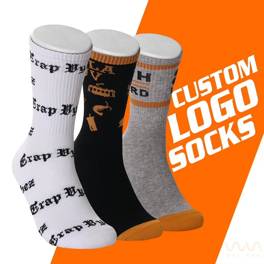Kaus kaki olahraga katun rajutan desain dibuat sendiri Logo kaus kaki atletik Logo kustom