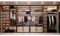 Armoire-Dressing LED Design en Bois avec Porte en Verre, pour Chambre à Coucher et Rénovation