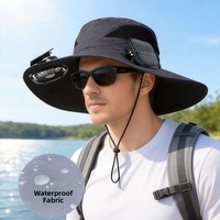 Sombrero con Ventilador Solar de Doble Aspas, Transpirable, 3 Velocidades, Visera con Ventilador para Verano, Protección UV, Viento Fuerte, Sombrero de Pesca, para Camping