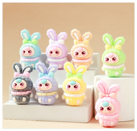 Kawaii mignon dessin animé artisanat bonne chance figurines résines mini poupées figures humaines lapin bébé soeur fille tête 3d personnes sculpture