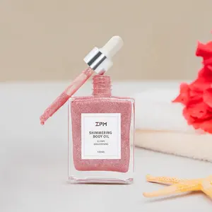 ZPM OEM/ODM Private Label Best Selling Professional Skin Care Rose Glitter Highlighter Dry Lotion Body Shimmering Oil