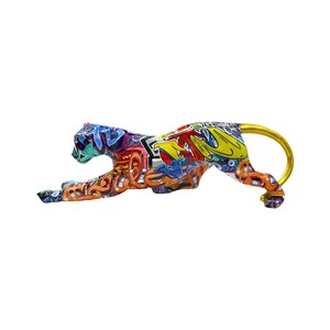 Figura Decorativa de Resina con Diseño de Leopardo Colorido y Moderno, Estilo Folclórico, para Decoración del Hogar, Sala de Estar, Oficina o Escritorio - Product Image 5