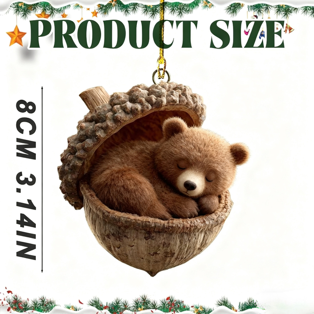 Forest Animal Acorn Ornaments Cozy Sleeping Woodland Animals Rustic Christmas Tree Hanging Ornament Gifts