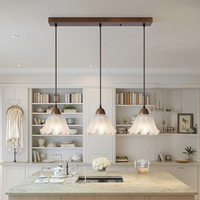 Lampe à suspension en verre d'intérieur multi-style minimaliste moderne Lustre de salle à manger en noyer brillant Lampe à suspension en bois d'îlot de cuisine