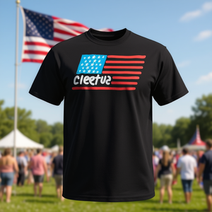 Camiseta Cleetus con diseño de bandera estadounidense, camisa promocional negra para hombre - Product Image 3