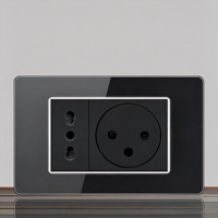 Interrupteur mural tactile moderne 2 gangs noir PC IP20 10A 230V compatible Wi-Fi application Smart Life port USB-C 1 voie 86x86mm