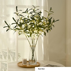 60 Led Cao Bình Phụ Ánh Sáng Ban Đêm Với Kim Loại Bóng Râm Liễu Bóng Táo Lá Ô Liu Lá Tăng Mô Phỏng Phong Lan Chi Nhánh Phòng Trang Trí Nội Thất - Product Image 5