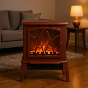 Poêle électrique 1500W avec flammes réalistes, protection contre la surchauffe, insert de foyer LED rouge, appareil de chauffage autonome - Product Image 2