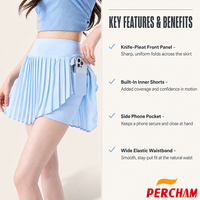 Jupe de tennis plissée OEM personnalisée pour femme avec short intégré, taille haute, effet ventre plat, respirante, pour le sport et le golf