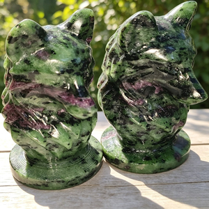 Carved Yooperlite Wolf <b>Figurine</b> Green Stone Animal Sculpture Feng Shui <b>Crystal</b> Decoration Home Decor Gift - Product Image 5