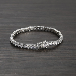 Pulsera de tenis de 4 mm con circonitas de tres puntas para hombre, pulsera de tenis Tanjing, collar de moda Lijing - Product Image 1