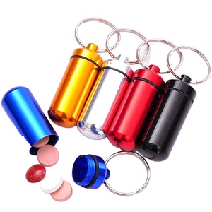 Promotional Pill Box Outdoors Aluminium Tube Pill Keychain Waterproof Pill Holder with Key Ring