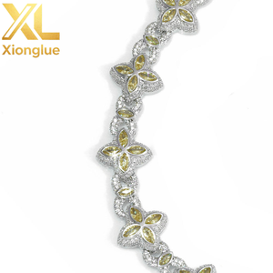 Gorgeous <b>Delicate</b> Romantic Pink Micro Pave CZ Four Petal Flower Link Chain Copper Statement Floral <b>Necklace</b> - Product Image 4