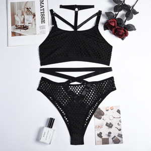 Nuevo Estilo Conjunto de Lencería de Dos Piezas de Color Sólido con Cuello Halter y Tirantes Cruzados, Venta al por Mayor - Product Image 6