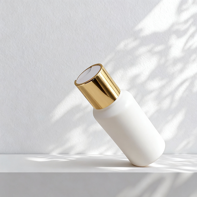 White bottle+Gold and white cap