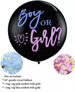 Ballons noirs 36 pouces pour révéler le sexe, garçon ou fille, confettis géants, ballon en latex, ballons de décoration de fête prénatale - Product Image 2