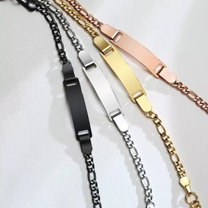Fashion Simple 316L Stainless Steel <b>Gold</b> Plated <b>Adjustable</b> Length Engrave Name Customized <b>Bracelet</b> - Product Image 6