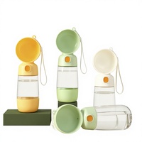 Bouteille d'eau et gourde pliables portables pour chien, avec rangement pour croquettes, pour les promenades et l'alimentation des animaux de compagnie