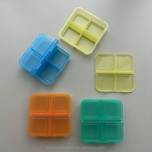 Wholesale Custom Logo Promotional Plastic Square 4 Compartment One Day Pill Box Portable Medicine Organizer