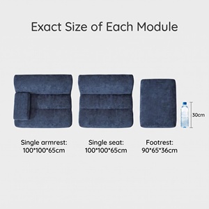 Canapé modulaire extensible KS014 en <span class=keywords><strong>bambou</strong></span> moderne, sans cadre, en <span class=keywords><strong>tissu</strong></span> velours compressé, sectionnel, combinaison libre, pour le loisir - Product Image 4