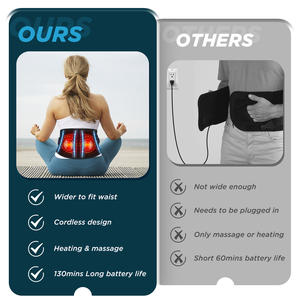 Masseur de taille sans fil avec chaleur et vibration soutien lombaire pour le soulagement des douleurs dorsales ceinture de massage compresse chaude - Product Image 5