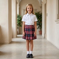 Vente en gros d'usine, uniforme scolaire pour enfants, garçons et filles, ensemble à manches courtes, motif à carreaux, uniforme scolaire