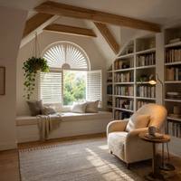 Persianas de Madera de Paulownia para Ventanas Arqueadas, Persianas con Forma de Arco Personalizadas para Decoración de Interiores de Hogar, Dormitorio y Sala de Estar