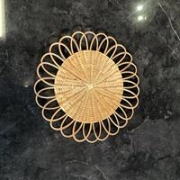 Napperon en rotin fait main plaque chargeur décoration murale fleur ronde napperon en rotin maison tapis de Table de mariage Boho