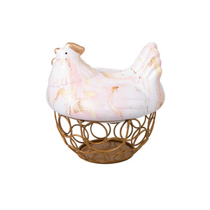 Ceramic Hen Egg <b>Basket</b> <b>With</b> <b>Lid</b> Fresh Keeping Kitchen Storage Decorative Fruit Garlic Potato Container - Product Image 5
