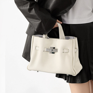 Grossiste Cuir Véritable Top Poignée Sac <span class=keywords><strong>Femme</strong></span> Classique Lock Satchel Main Travail Bureau Épaule Tote Logo Personnalisé OEM - Product Image 3