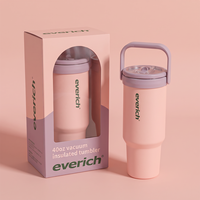Nouvel Arrivage – Gobelet Isotherme de Voyage Mignon en Acier Inoxydable 304 à Double Paroi, Sans BPA, 40 oz, avec Paille et Poignée